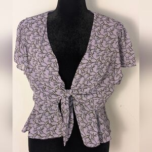 ASTR The Label Purple Floral Tie Front Blouse Sz XL - As Seen on Modern Family